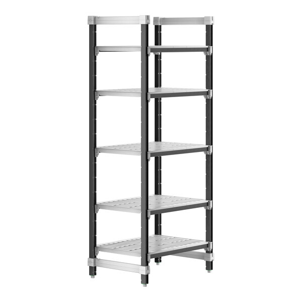 A metal Camshelving unit with four vented shelves.