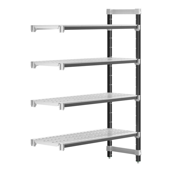 A white Cambro Camshelving Elements XTRA 4-shelf add-on unit.