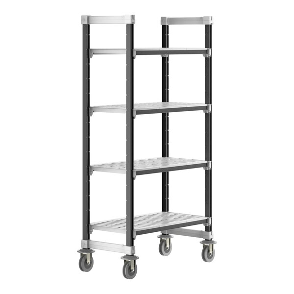 Cambro Camshelving® Elements XTRA 18" Wide High Density Vented 4-Shelf Mobile Unit with 70 1/4"  Posts