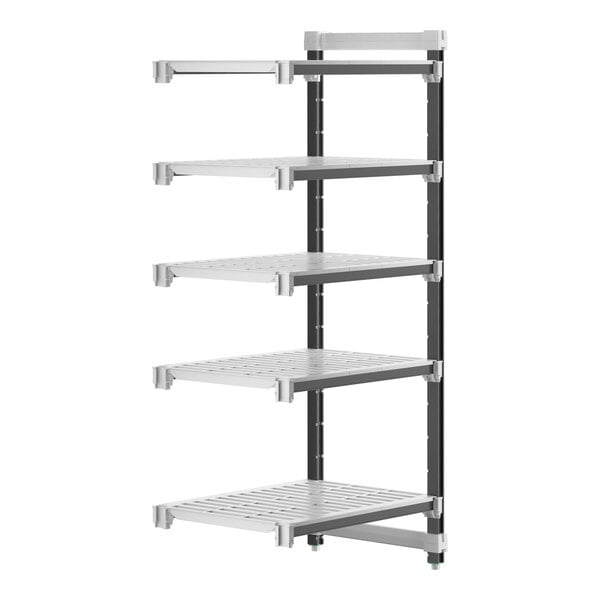 A white Cambro Camshelving Elements XTRA 5-shelf add-on unit.