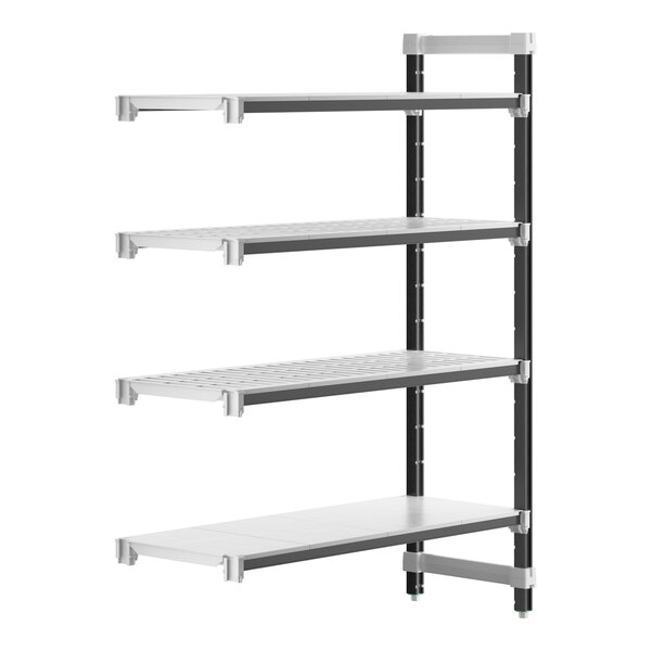 A white Cambro Camshelving Elements XTRA 4-shelf add-on unit.