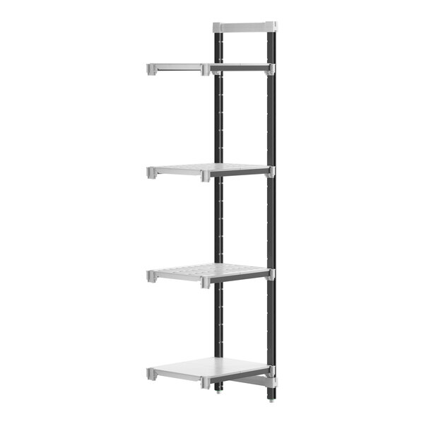 A white Cambro Camshelving Elements XTRA 4-shelf add-on unit.