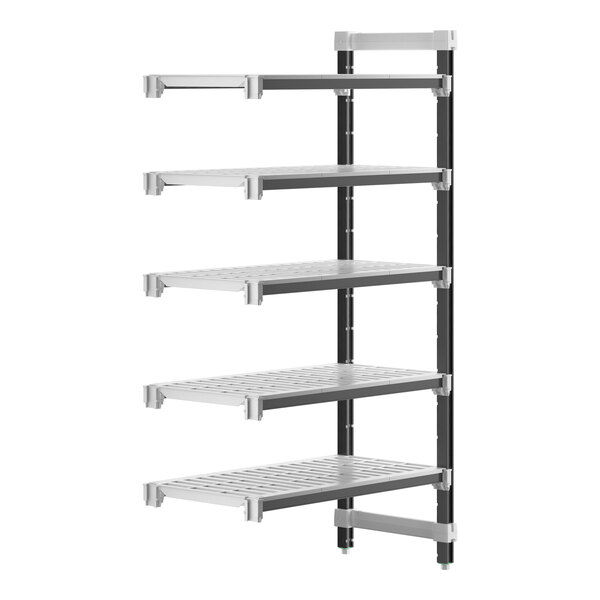 A Cambro Camshelving Elements XTRA Add-On Unit with 5 metal shelves.
