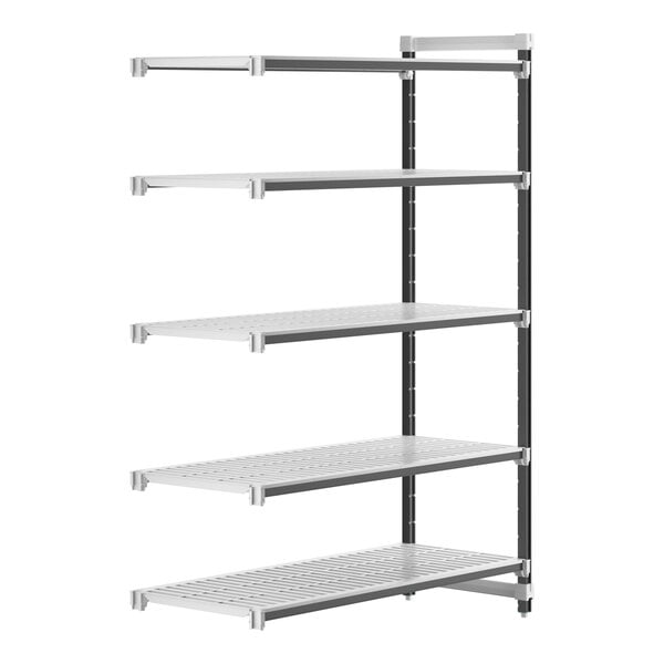 A Cambro white metal Camshelving® Elements add-on unit with shelves.
