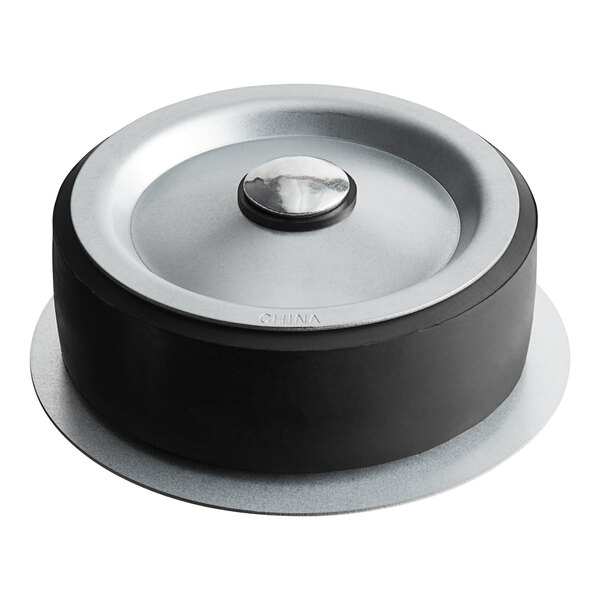 A black and silver Cherne Econ-O-Grip mechanical pipe plug.