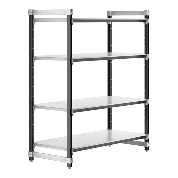 A black Camshelving® Elements XTRA 4-shelf unit.