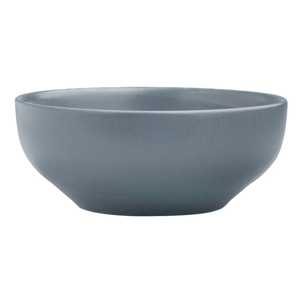 A close-up of a grey Santa Anita Reflections stoneware bowl.