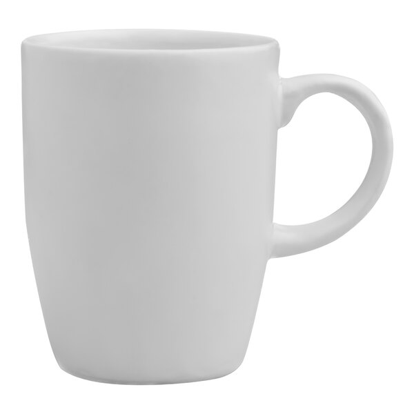 A white Santa Anita stoneware mug with a handle.