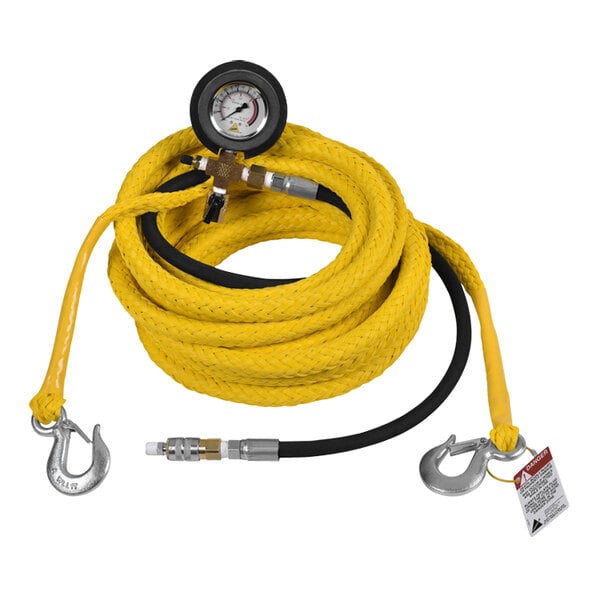 A yellow Cherne Poly-Lift line with a gauge and hook.