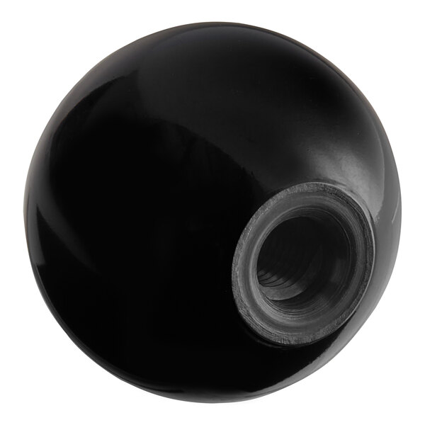 A black round Estella lift knob with a metal nut.