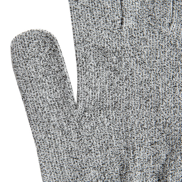 A close up of a small gray Cordova Monarch engineered fiber glove with a thumb.
