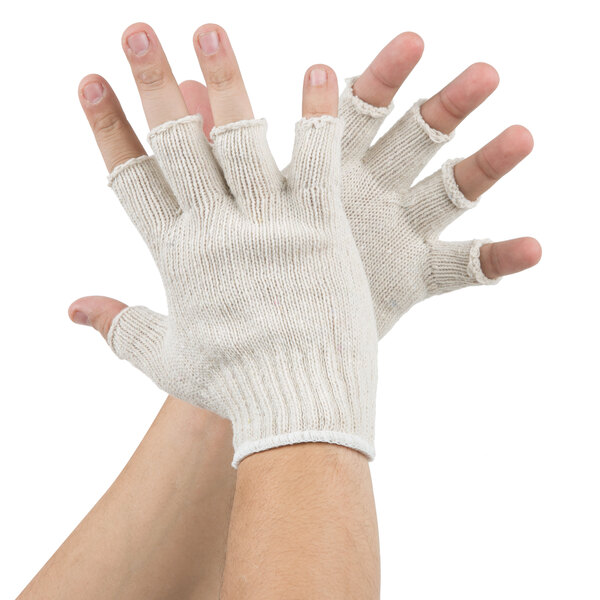 A pair of small white Cordova fingerless gloves.