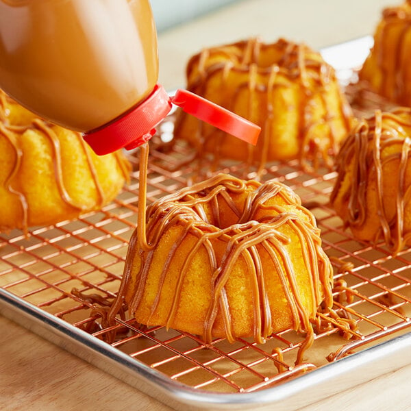 A bundt cake with Lotus Biscoff cookie butter drizzle on top.