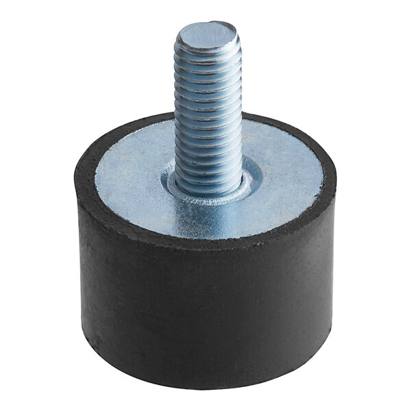A black rubber foot with a bolt on top.