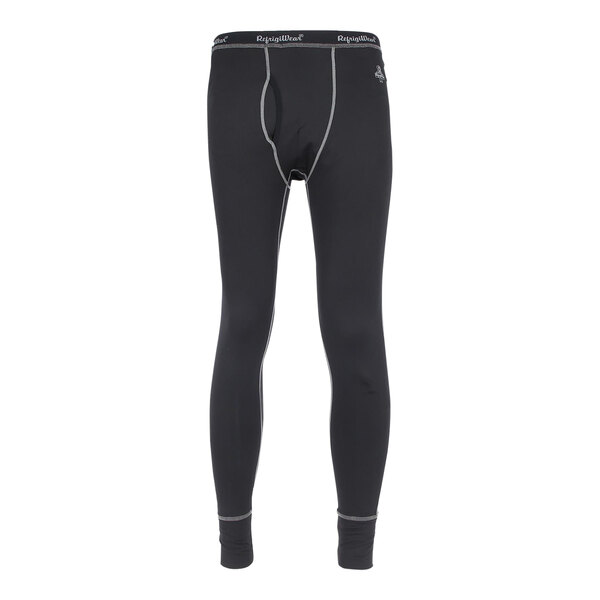 RefrigiWear black base layer bottoms with white logo on the front worn by a person.