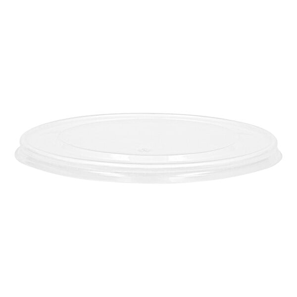 A clear plastic lid on a white background.