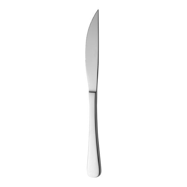 A RAK Youngstown stainless steel steak knife with a long silver handle.