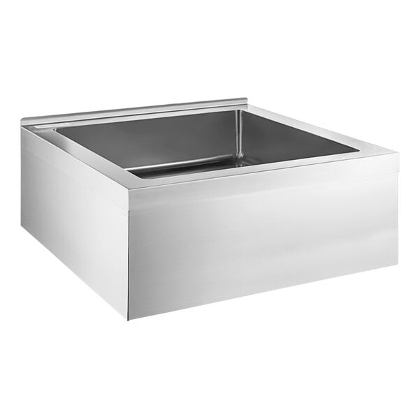 A Steelton stainless steel one compartment floor mop sink with a drain.