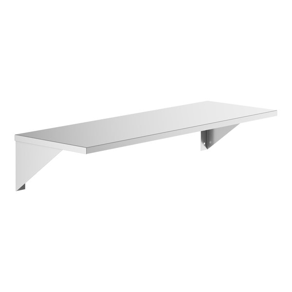 A white rectangular wall mount shelf with metal brackets.
