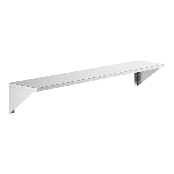 A white rectangular Lavex wall mount shelf with metal brackets.