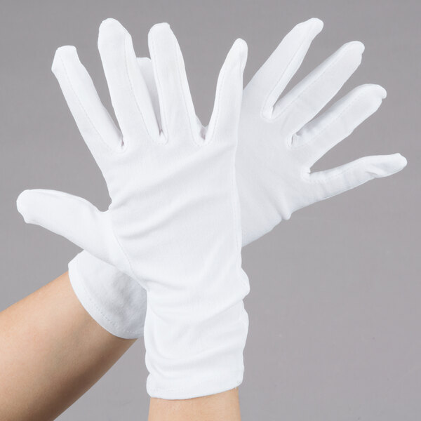 A pair of small white Cordova Inspector's gloves.