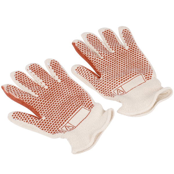 A pair of Cordova hot mill gloves with a label on a white background.