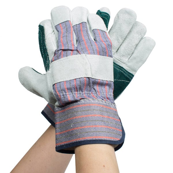 Cordova men's warehouse work gloves with green and white stripes on the cuffs.