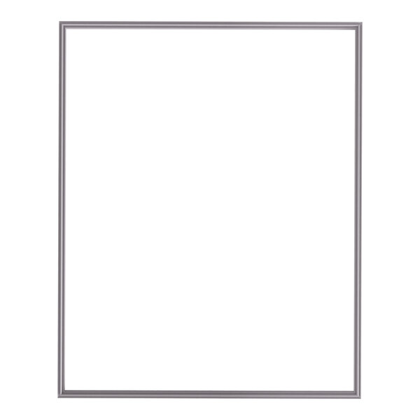 A rectangular silver frame with a white background.