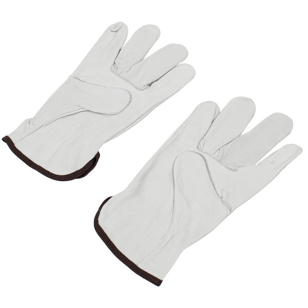 A pair of white leather Cordova driver's gloves.