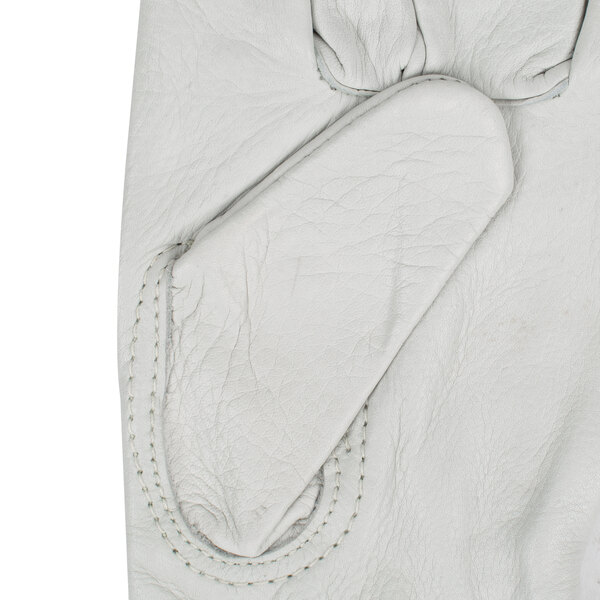 A white Cordova cowhide leather driver's glove with brown split leather backs.