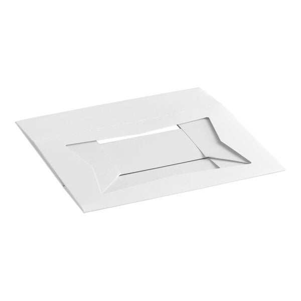 A white customizable auto-popup bakery box with a clear window on top.