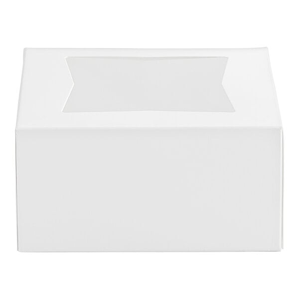 A white bakery box with a clear window on top, designed for packaging pies or baked goods.
