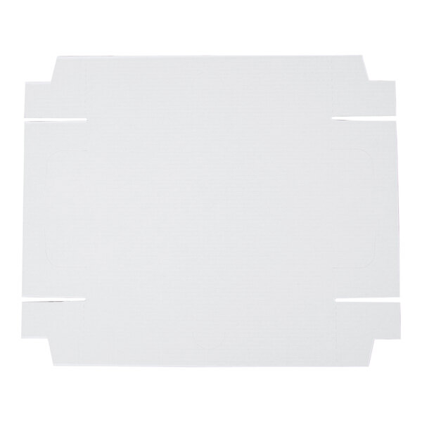 A flat, unfolded white corrugated cardboard tray for bakery or food service use.