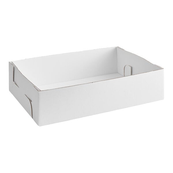 A rectangular white corrugated tray with short sides and open top.