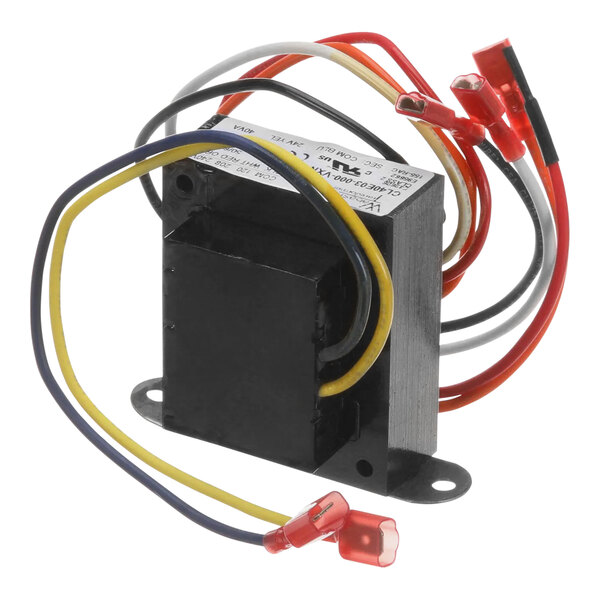 An AccuTemp transformer in a black box with wires.