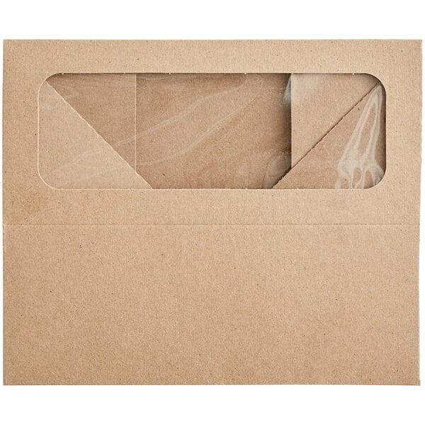 A Baker's Mark brown Kraft bakery box with a window.