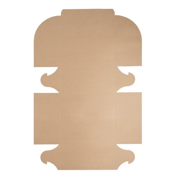 A brown cardboard Baker's Mark cake box with cut out corners.