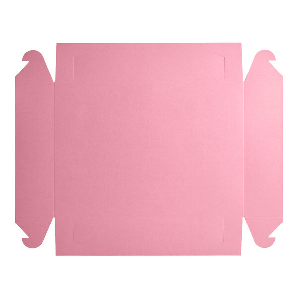 A flat, unfolded pink cardboard bakery box designed for half sheet cakes.