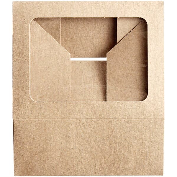 A brown cardboard Baker's Mark bakery box with a window.