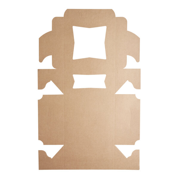 A Baker's Mark kraft cardboard box with a cut out window.