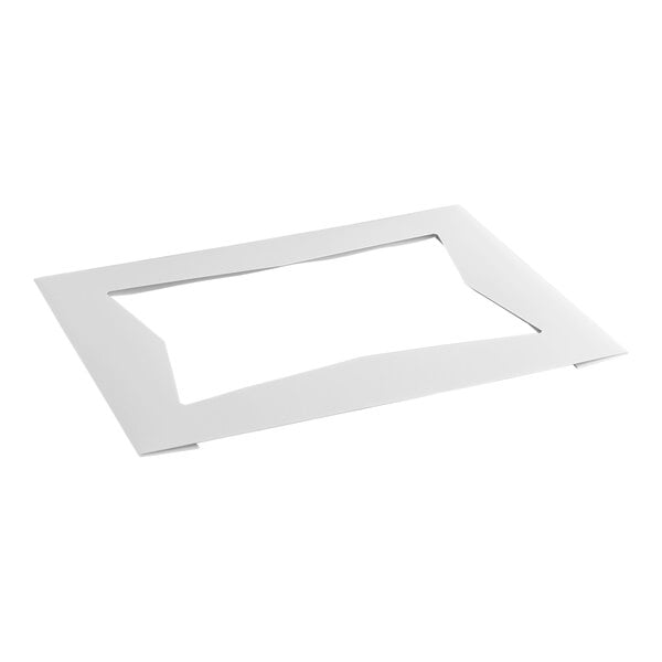A white rectangular bakery box top with a clear window in the center.