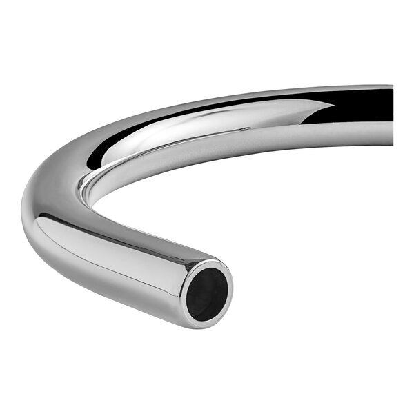The silver curved Delta Faucet with a gooseneck spout.