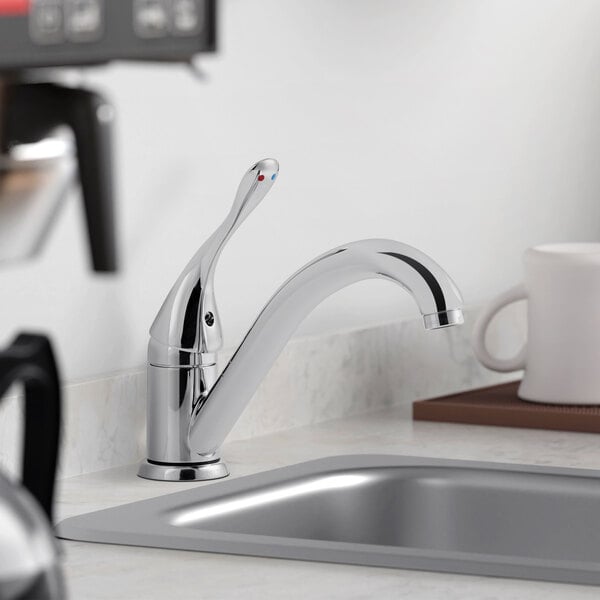 Delta Faucet 101LF HDF Deck Mount Single Handle Kitchen Faucet with Vandal Resistant Outlet and Diamond Seal Valve