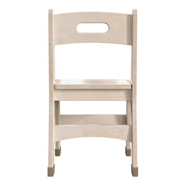 A Flash Furniture wooden classroom chair with a seat and back.