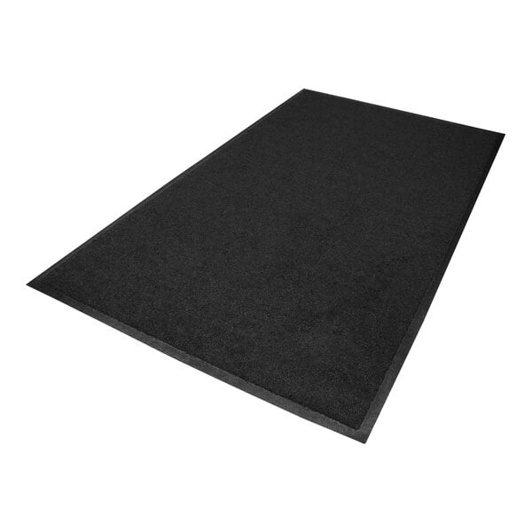 A black M+A Matting rectangular carpet with a black border.