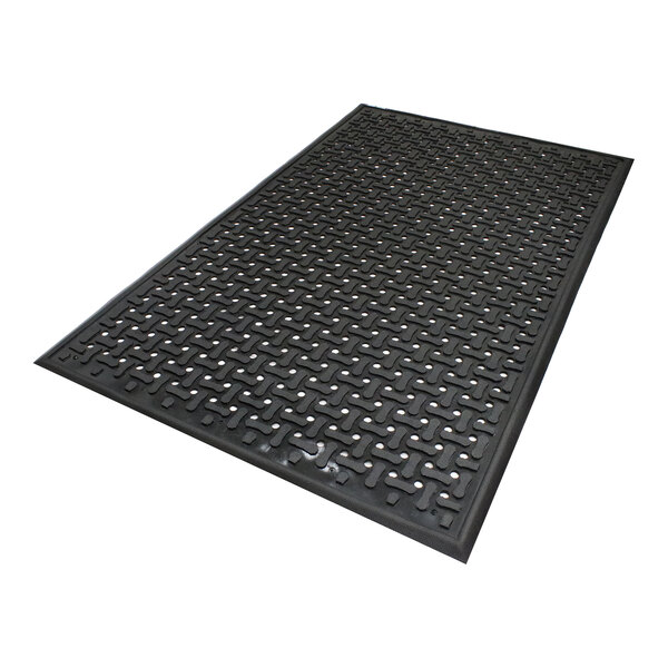 M+A Matting Comfort Flow 420123900 2' x 3' Black Rubber Grease-Proof Anti-Fatigue Scraper Mat with Beveled Edge - 3/8" Thick