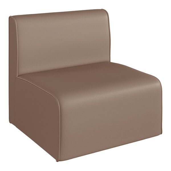 A brown vinyl modular chair with a backrest.