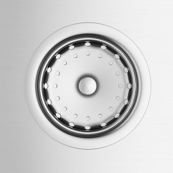 A close up of a Regency stainless steel utility sink with drainboard.