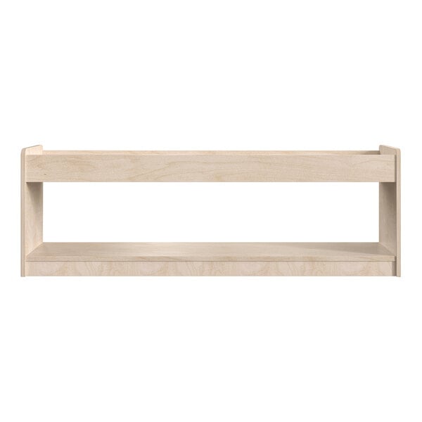 A wooden Flash Furniture storage shelf with two shelves.