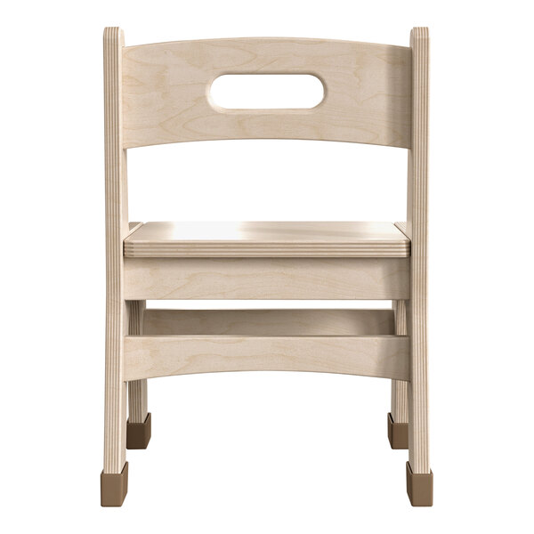 A Flash Furniture wooden classroom chair for kids with a seat and back.